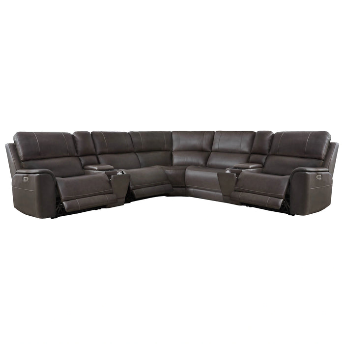Parker Living Easton - Steamboat Brown 7 Piece Zero Gravity Power Reclining Sectional with Power Adjustable Headrests