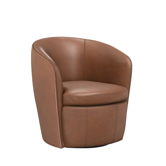 Parker Living Barolo 100% Italian Leather Swivel Club Chair Two Pack