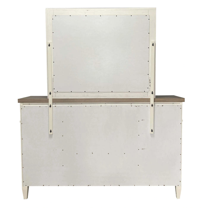 Parker House Americana Modern Bedroom Queen Platform Bed 2 Nightstands and Dresser with Mirror