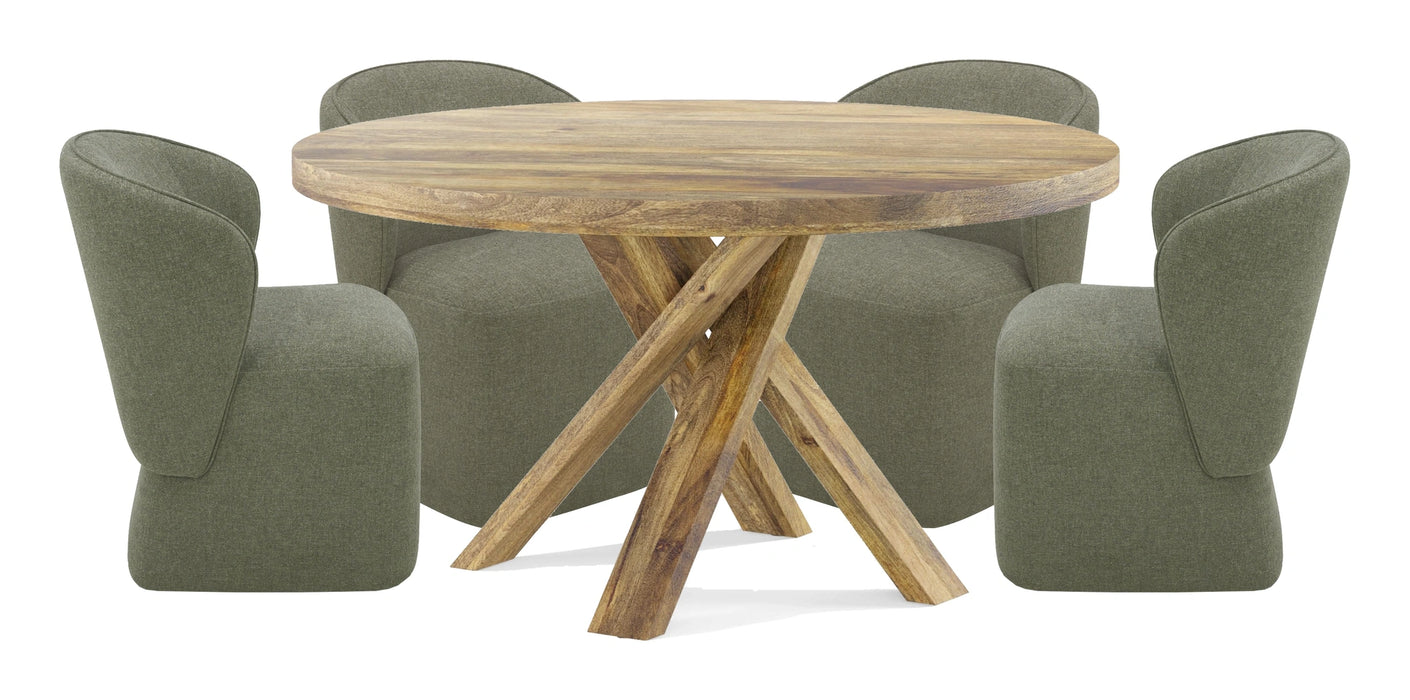 Parker House Crossings - Downtown Dining 60 Inch Round Dining Table With 4 Upholstered Chairs