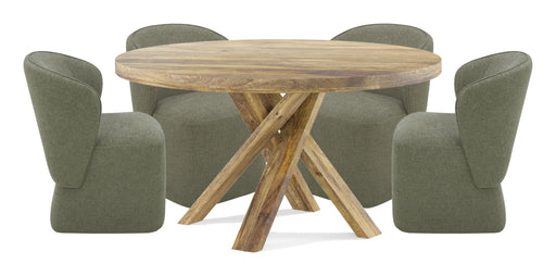 Parker House Crossings - Downtown Dining 60 Inch Round Dining Table With 4 Upholstered Chairs