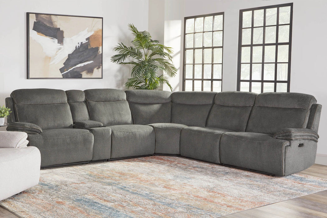 Parker Living Alpine - Airy Midnight 6 Piece Zero Gravity Power Reclining Sectional with Power Adjustable Headrests