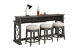 Parker House Sundance - Smokey Grey Cocktail Table with 2 End Tables and Console Table with 3 Stools