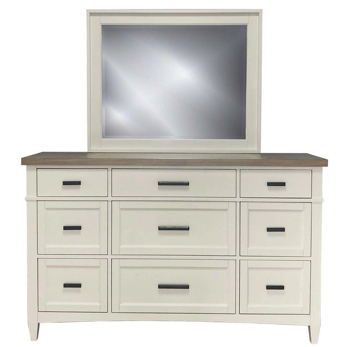 Parker House Americana Modern Bedroom Queen Platform Bed 2 Nightstands and Dresser with Mirror