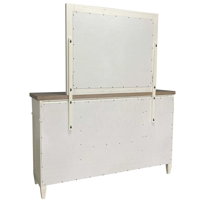Parker House Americana Modern Bedroom Queen Shelter Bed 2 Nightstands Dresser with Mirror and Chest