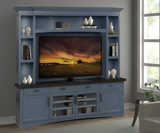 Parker House Americana Modern 92 Inch TV Console with Hutch Back Panel and LED Lights