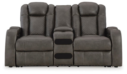 Fyne-Dyme Power Reclining Loveseat with Console - MI Hometown Furnishings (MI)*