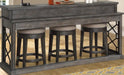 Parker House Sundance Everywhere Console with 3 Stools in Smokey Grey