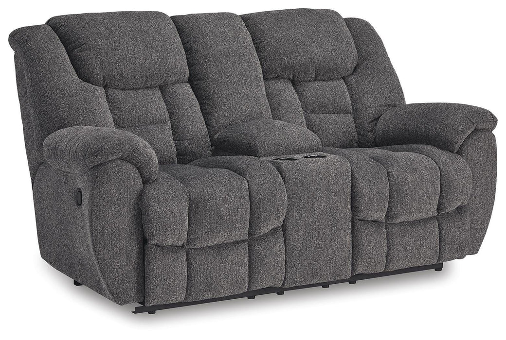 Foreside Reclining Loveseat with Console - MI Hometown Furnishings (MI)*