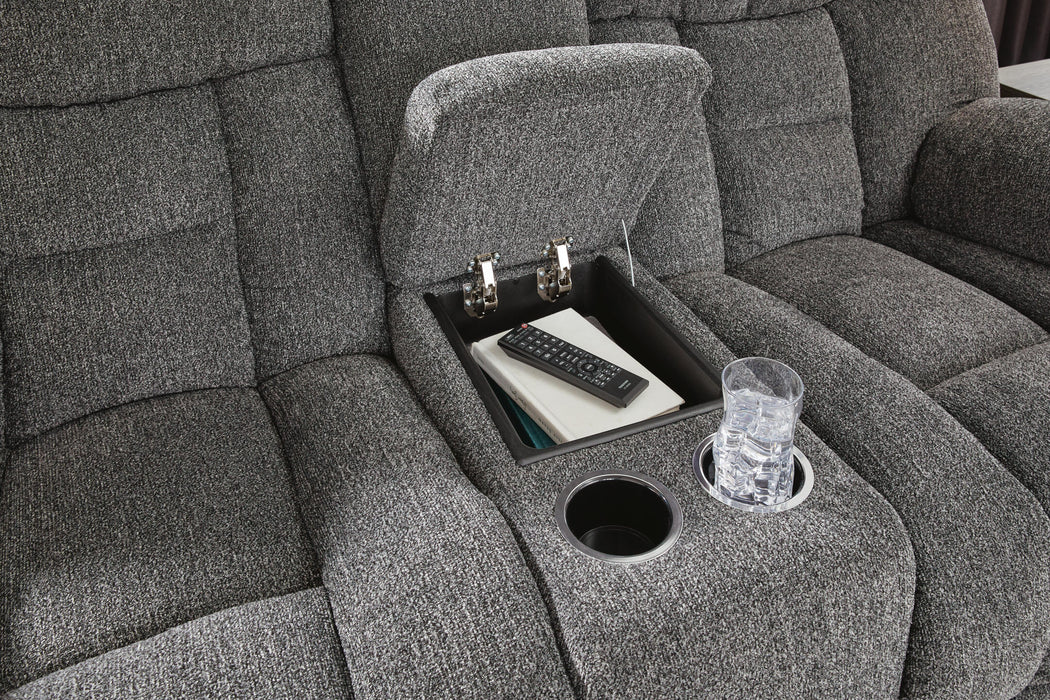 Foreside Reclining Loveseat with Console - MI Hometown Furnishings (MI)*