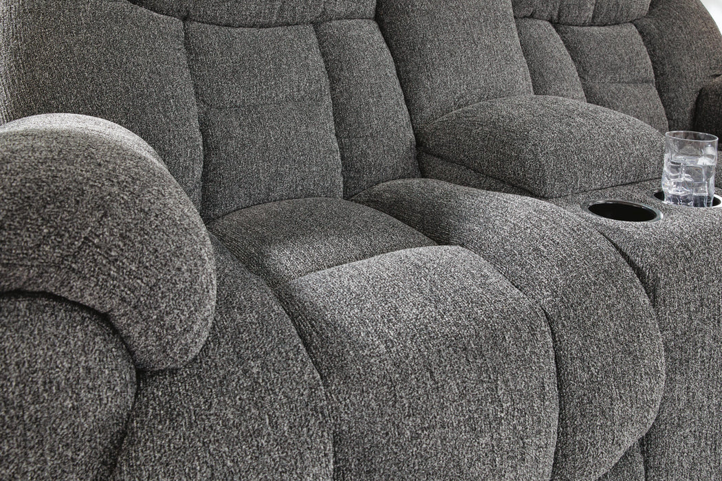 Foreside Reclining Loveseat with Console - MI Hometown Furnishings (MI)*