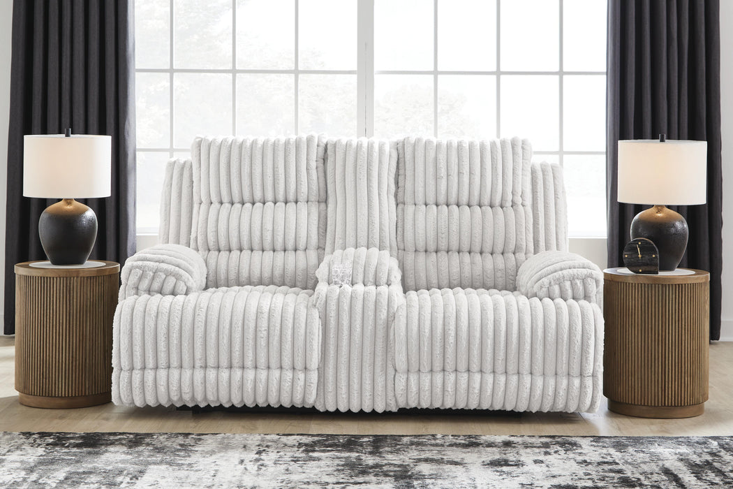 Rhines Falls Power Reclining Loveseat with Console - MI Hometown Furnishings (MI)*
