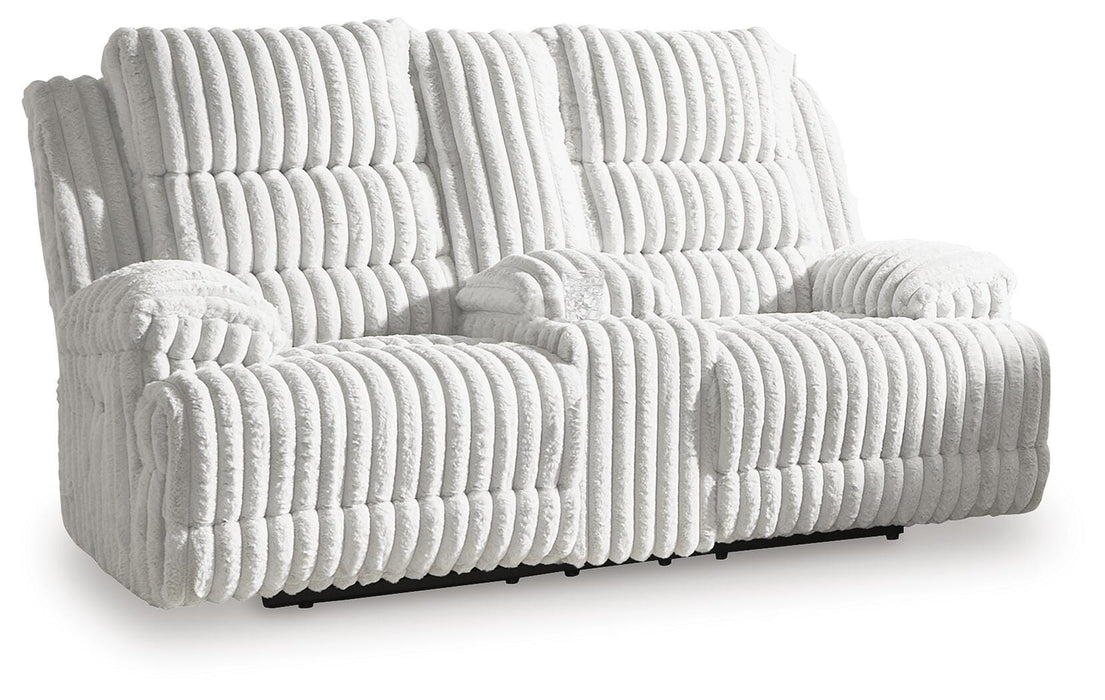 Rhines Falls Power Reclining Loveseat with Console - MI Hometown Furnishings (MI)*