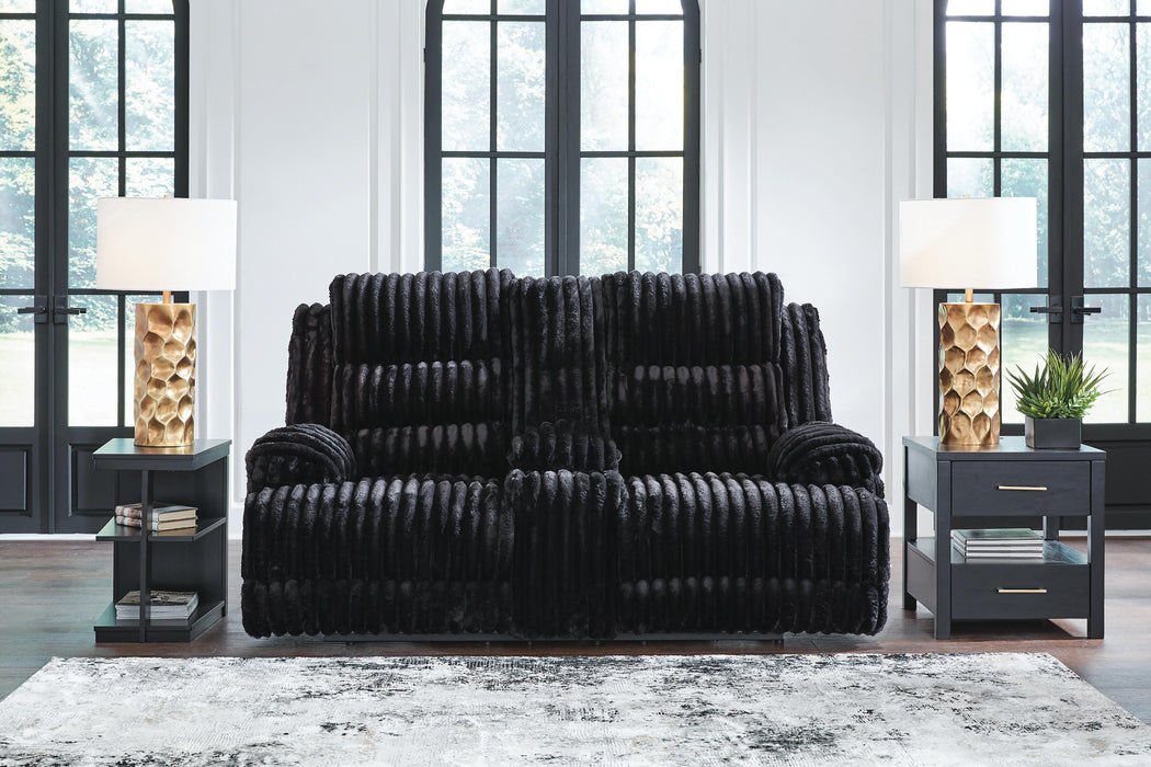 Rhine Falls Reclining Loveseat with Console - MI Hometown Furnishings (MI)*