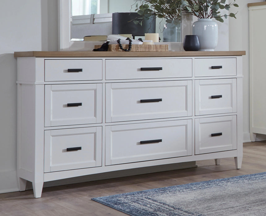 Parker House Americana Modern Bedroom King Platform Bed 2 Nightstands Dresser with Mirror and Chest