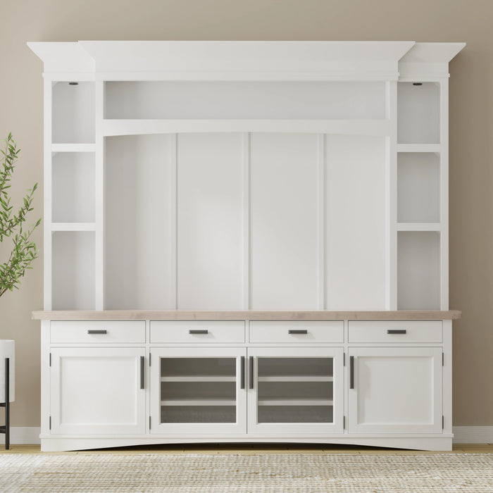 Parker House Americana Modern 92 Inch TV Console with Hutch Back Panel and LED Lights