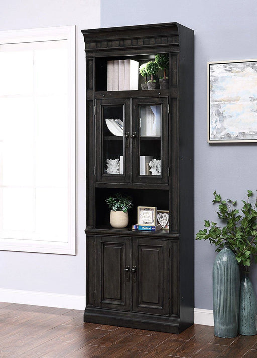 Parker House Washington Heights 32" Glass Door Cabinet in Washed Charcoal