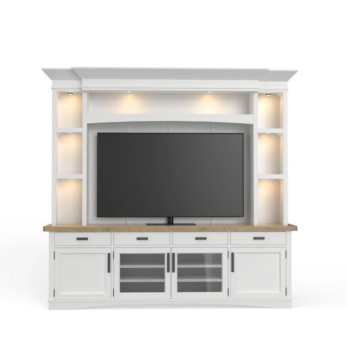 Parker House Americana Modern 92 Inch TV Console with Hutch Back Panel and LED Lights