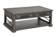 Parker House Sundance - Smokey Grey Cocktail Table with 2 Chairside Tables and Console Table with 3 Stools