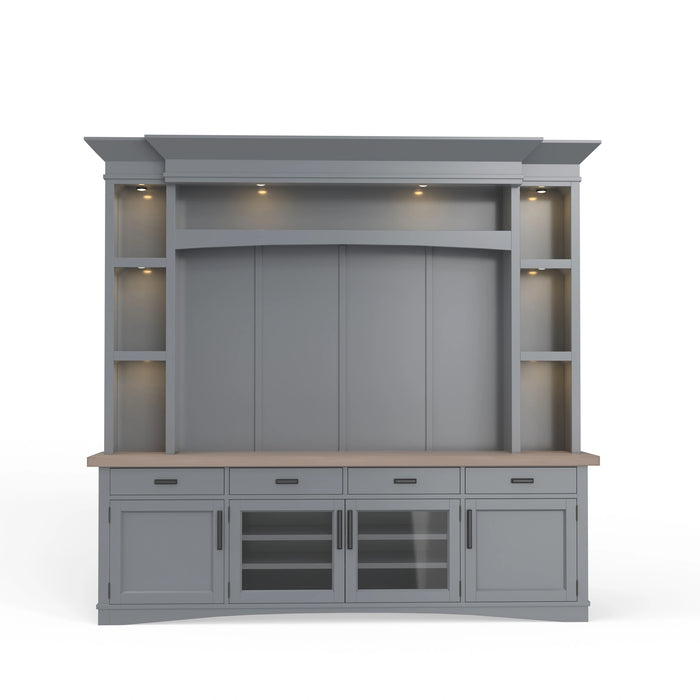 Parker House Americana Modern 92 Inch TV Console with Hutch Back Panel and LED Lights