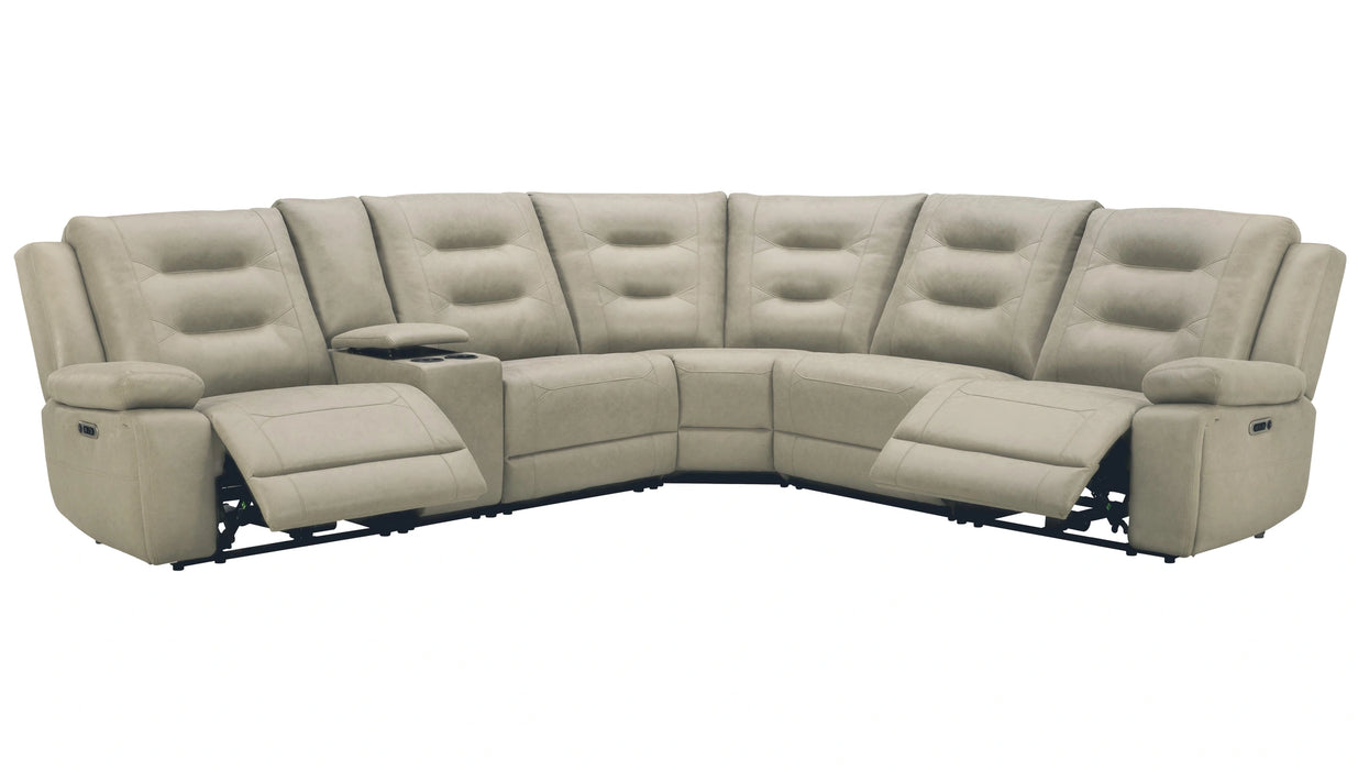 Parker Living Caldwell Fog 6 Piece Modular Power Reclining Sectional with Power Adjustable Headrests
