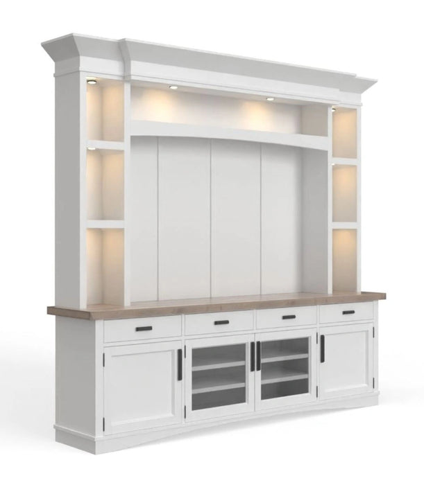Parker House Americana Modern 92 Inch TV Console with Hutch Back Panel and LED Lights