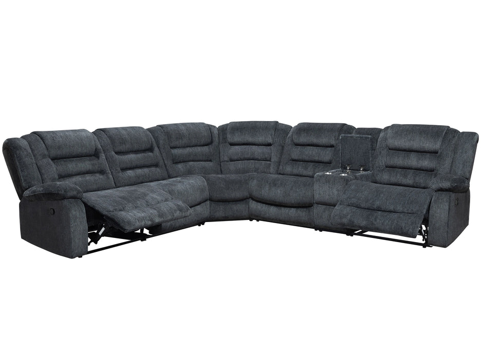 Parker Living Bolton - Misty Storm 6 Piece Modular Reclining Sectional and Entertainment Console