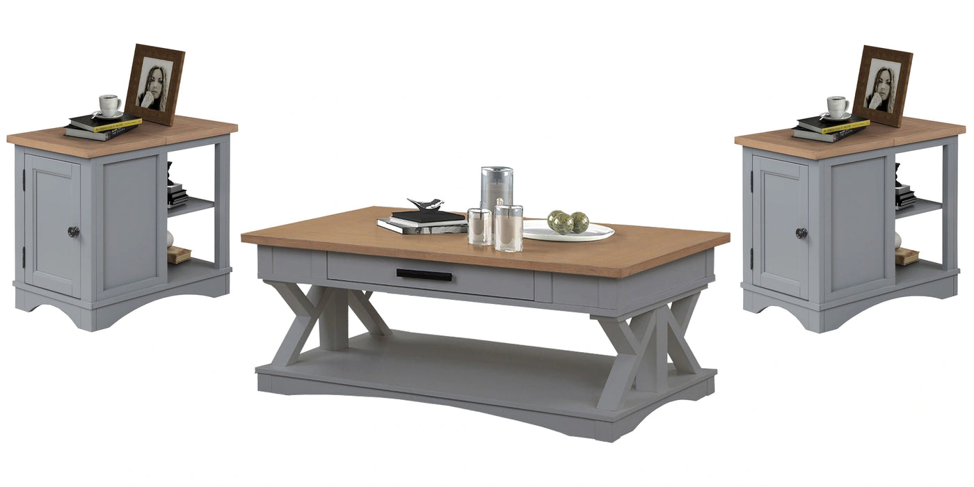 Parker House Americana Modern Cocktail Table with 2 Chairside Tables