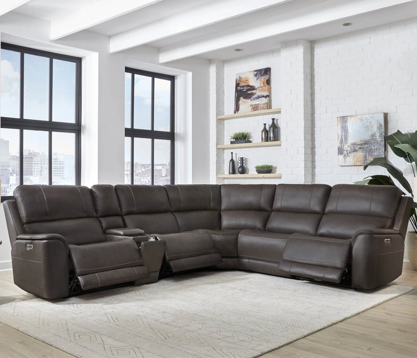 Parker Living Easton - Steamboat Brown 6 Piece Zero Gravity Power Reclining Sectional with Power Adjustable Headrests
