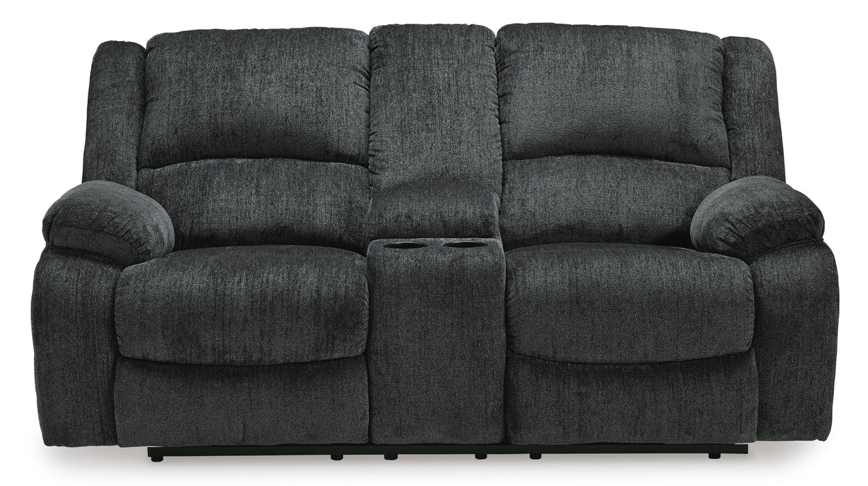 Draycoll Power Reclining Loveseat with Console - MI Hometown Furnishings (MI)*