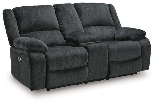 Draycoll Power Reclining Loveseat with Console - MI Hometown Furnishings (MI)*
