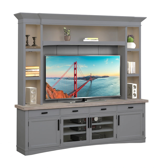 Parker House Americana Modern 92 Inch TV Console with Hutch Back Panel and LED Lights