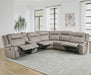Parker Living Blake - Desert Taupe 6 Piece Modular Reclining Sectional and Entertainment Console