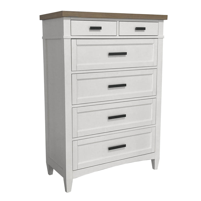 Parker House Americana Modern Bedroom Queen Shelter Bed 2 Nightstands Dresser with Mirror and Chest