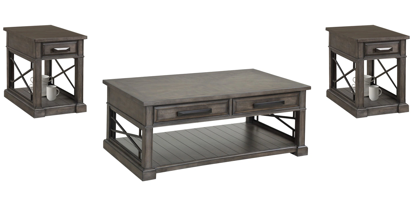 Parker House Sundance - Smokey Grey Cocktail Table with 2 Chairside Tables