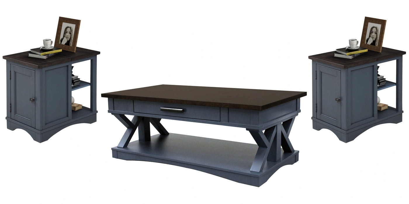 Parker House Americana Modern Cocktail Table with 2 Chairside Tables