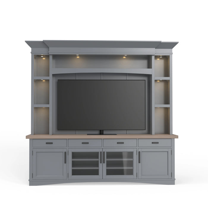 Parker House Americana Modern 92 Inch TV Console with Hutch Back Panel and LED Lights