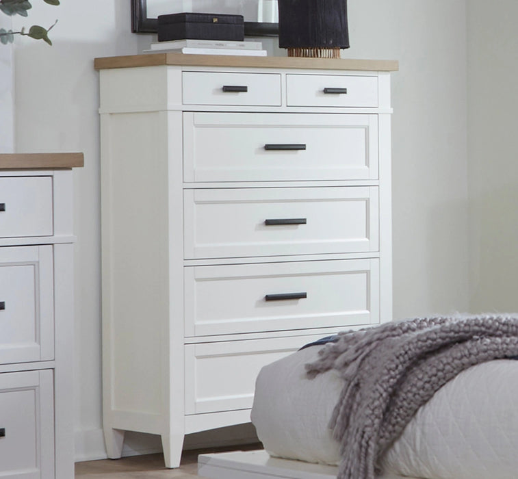 Parker House Americana Modern Bedroom Queen Platform Bed 2 Nightstands Dresser with Mirror and Chest