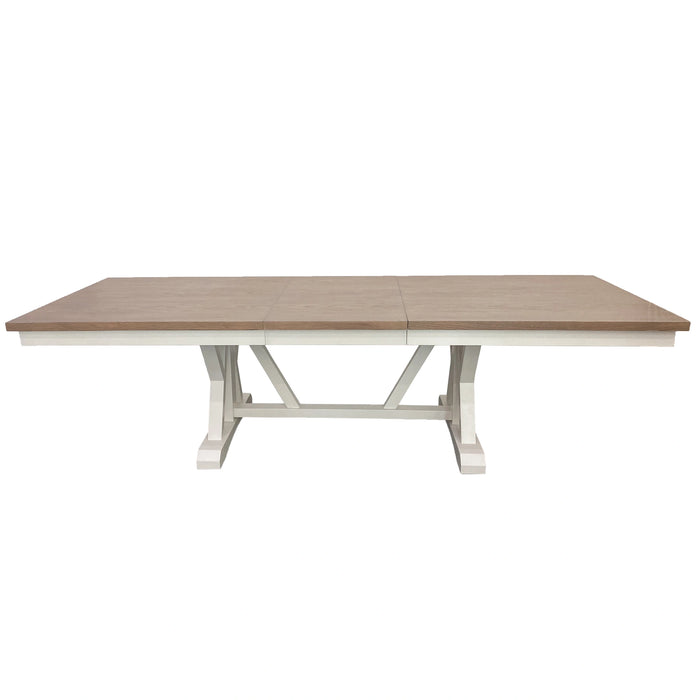 Parker House Americana Modern Dining Extendable Trestle Table with 8 Upholstered Chairs