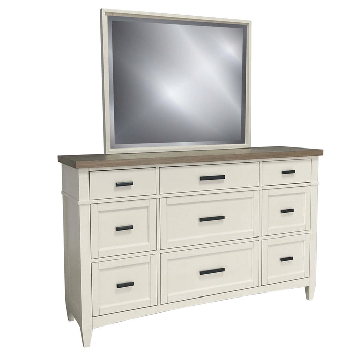 Parker House Americana Modern Bedroom Queen Shelter Bed 2 Nightstands Dresser with Mirror and Chest