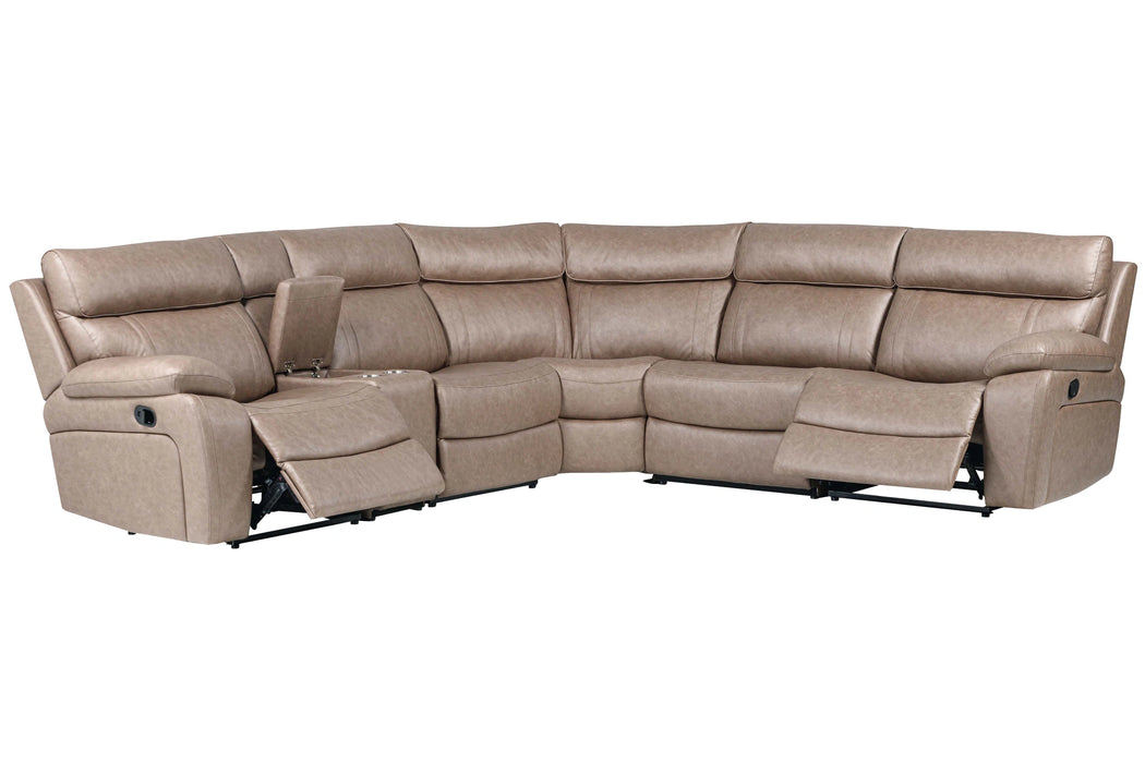 Parker Living Theon - Stokes Toffee 6 Piece Modular Manual Reclining Sectional and Entertainment Console