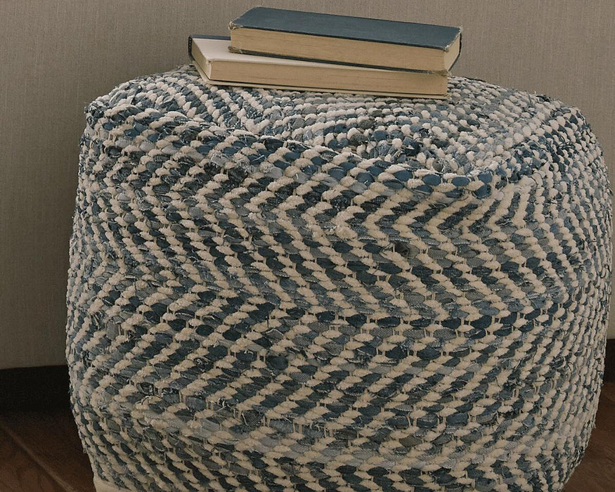 Chevron Pouf - MI Hometown Furnishings (MI)*