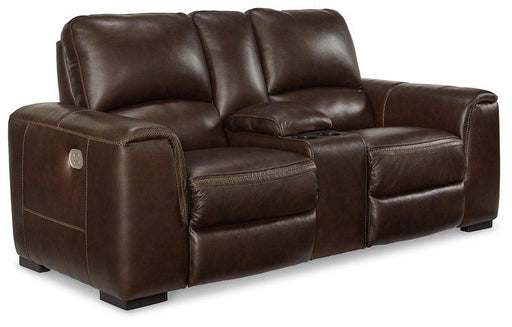 Alessandro Power Reclining Loveseat with Console - MI Hometown Furnishings (MI)*