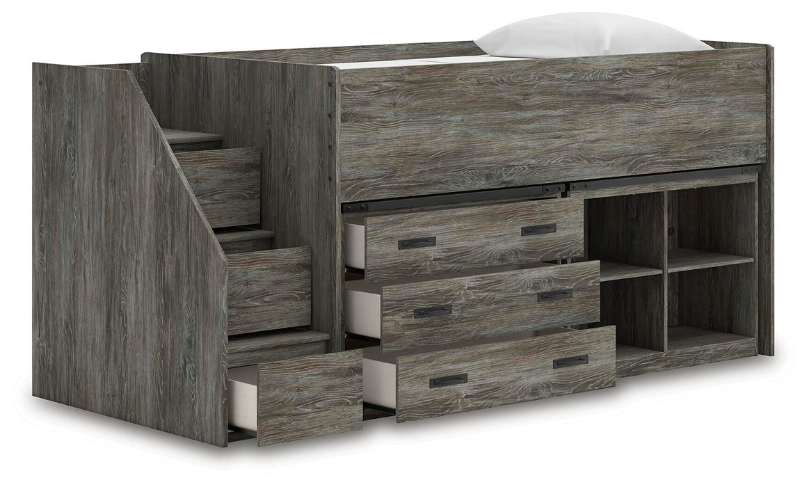 Frandern Loft Bed with Bookcase and Drawer Storage - MI Hometown Furnishings (MI)*
