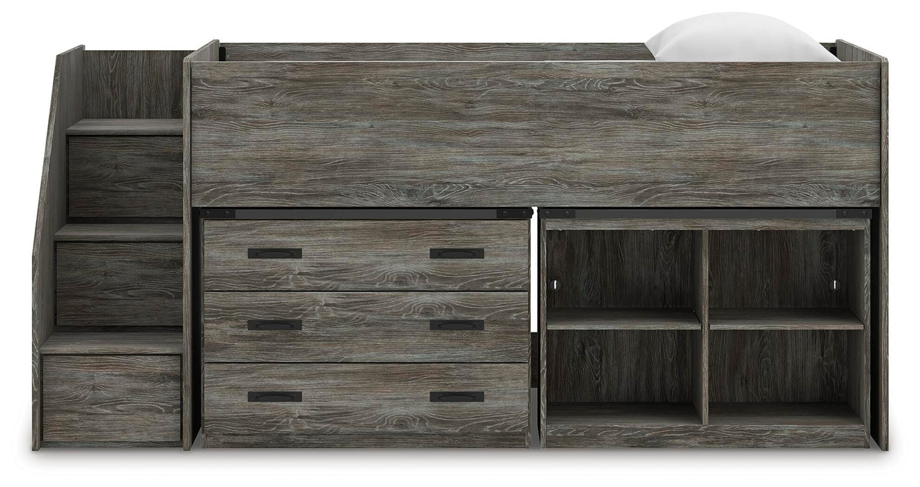 Frandern Loft Bed with Bookcase and Drawer Storage - MI Hometown Furnishings (MI)*