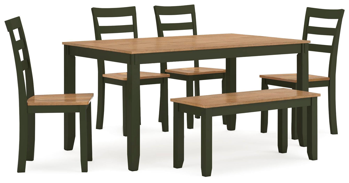 Gesthaven Dining Table with 4 Chairs and Bench (Set of 6) - MI Hometown Furnishings (MI)*
