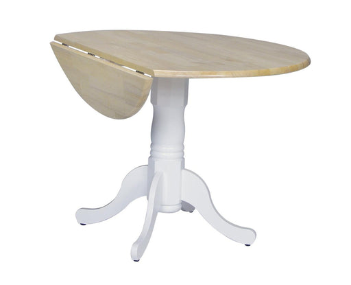 John Thomas Furniture Dining Essentials 42" Dropleaf Round Table in White/Natural image