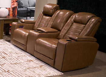 Gruaro Power Reclining Loveseat with Console - MI Hometown Furnishings (MI)*