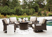 Paradise Trail Paradise Trail Fire Pit Table with 4 Nuvella Swivel Lounge Chairs - MI Hometown Furnishings (MI)*