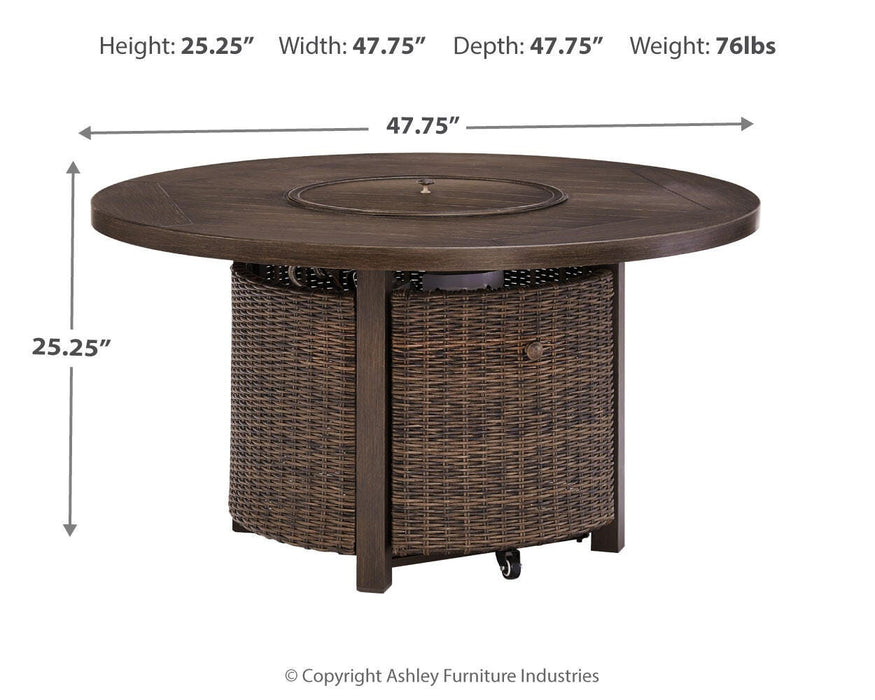 Paradise Trail Paradise Trail Fire Pit Table with 4 Nuvella Swivel Lounge Chairs - MI Hometown Furnishings (MI)*